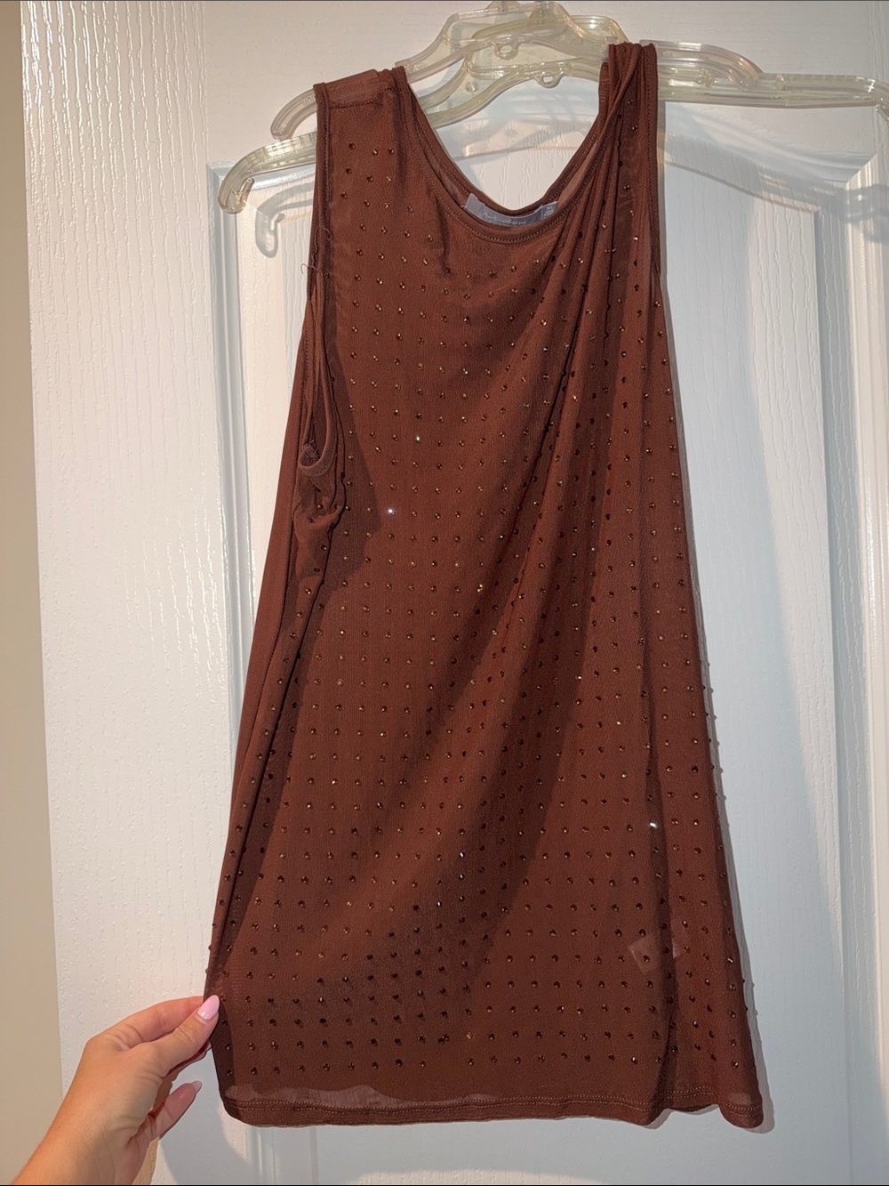 Studded Brown Sleeveless Tank Top
